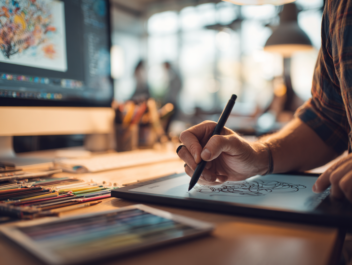 Developers discussing mobile architecture diagrams